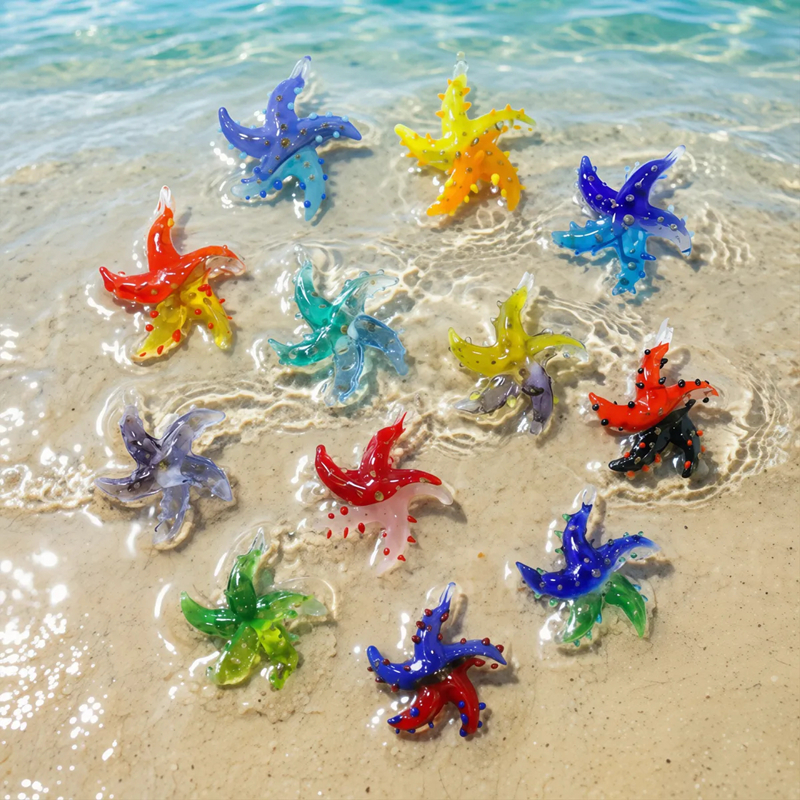 Marine Aquarium Decorations - Mini Glass Starfish Pendant Colorful Cute