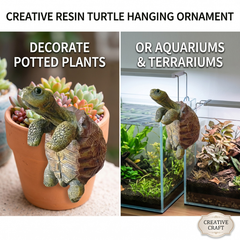 Aquarium Marine Plants - Fishing Turtle Hanging Turtle Figurine for