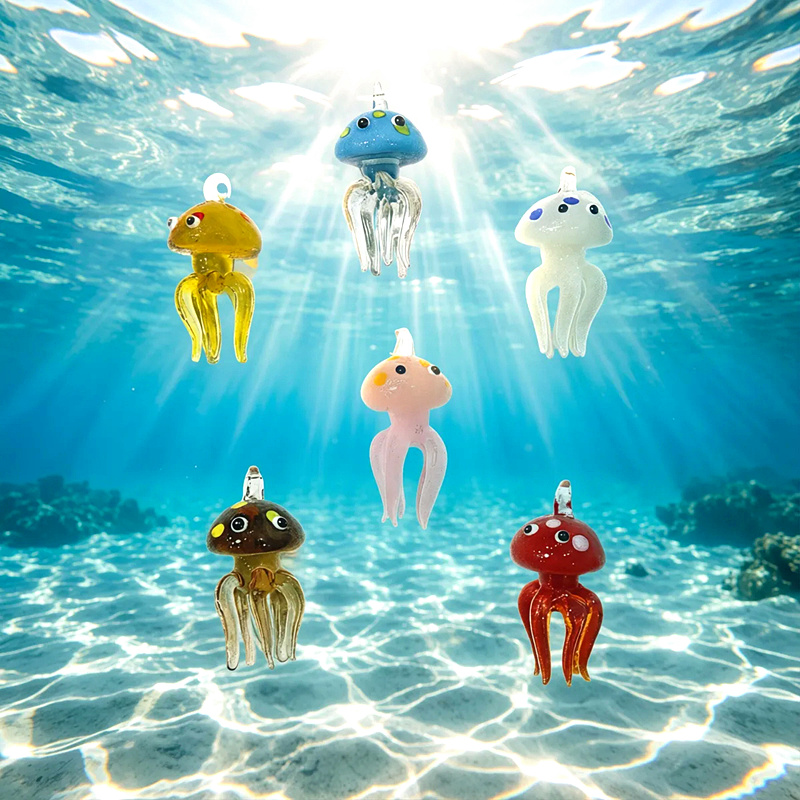 Colorful Mini Jellyfish Glass  - Marine Aquarium Decorations 评论和价格