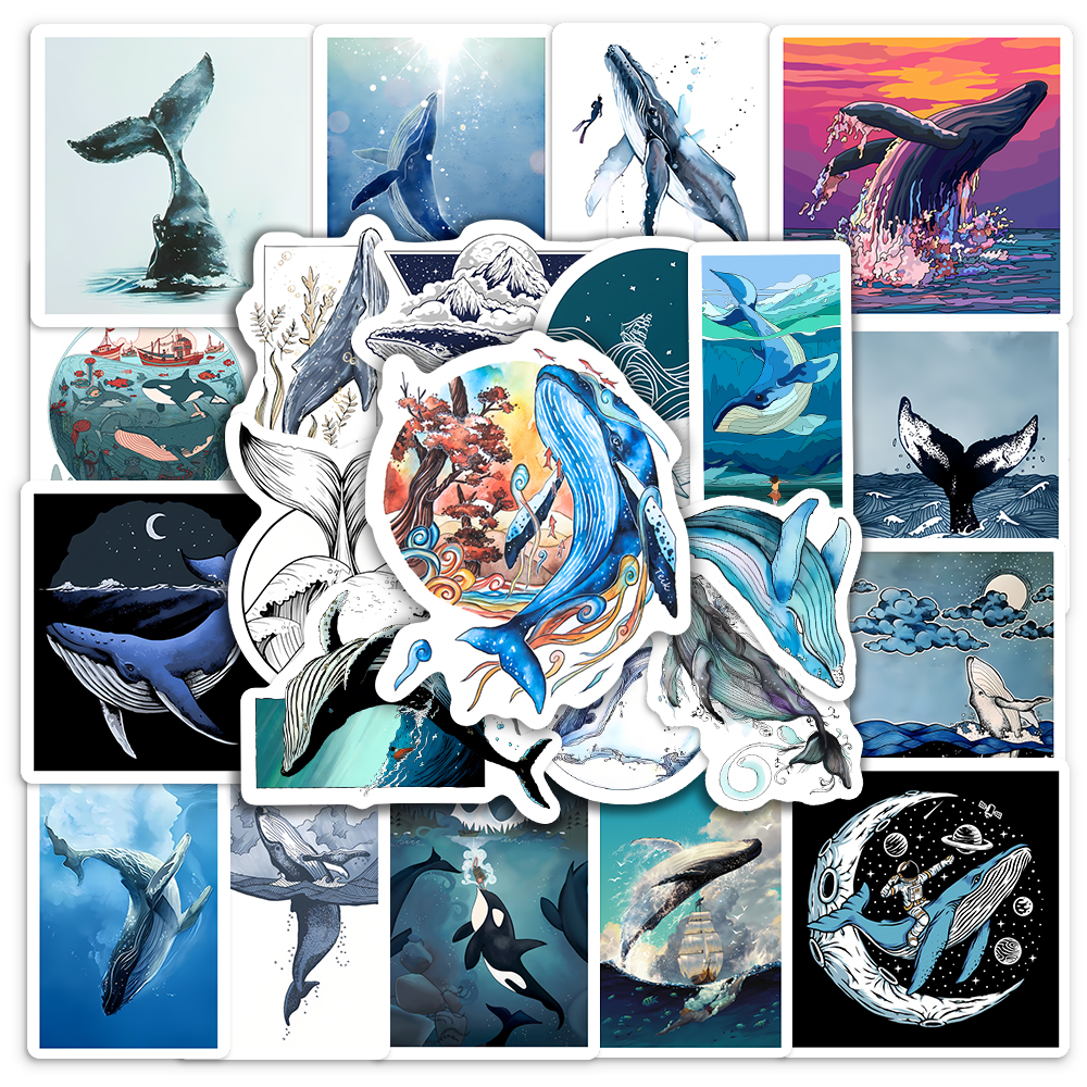 Watercolor Whale Stickers Aest - Marine Aquarium Decorations 评论和价格