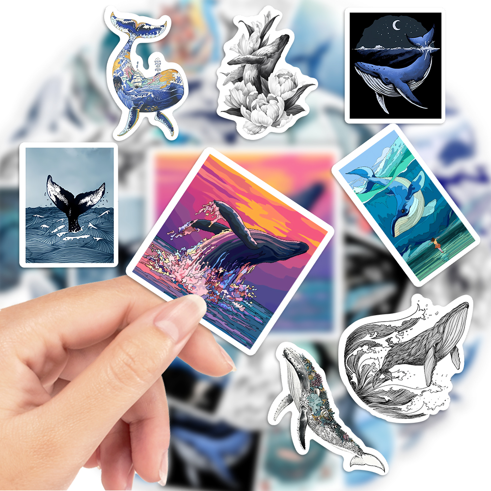 Watercolor Whale Stickers Aest - Marine Aquarium Decorations 评论和价格