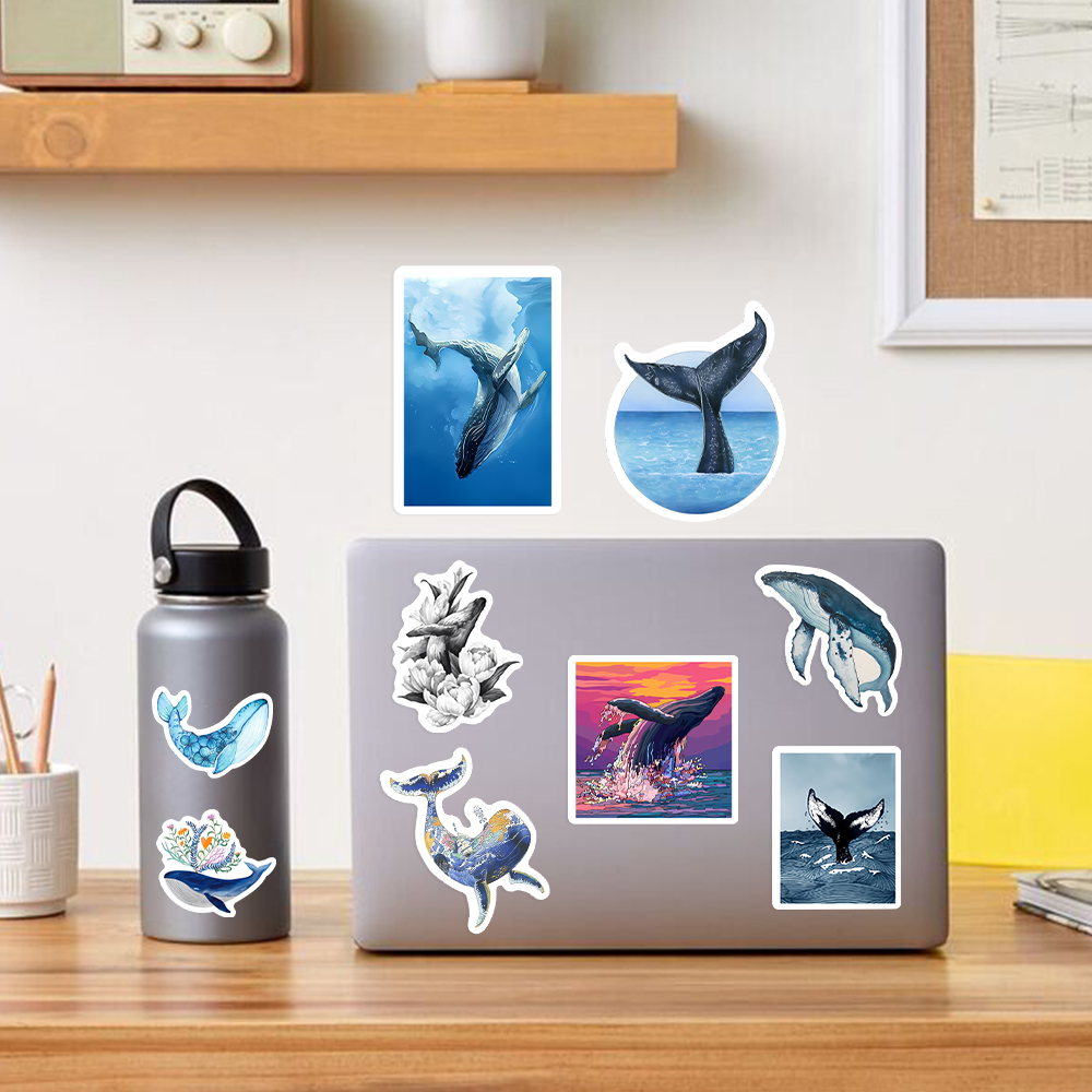 Watercolor Whale Stickers Aest - Marine Aquarium Decorations 评论和价格