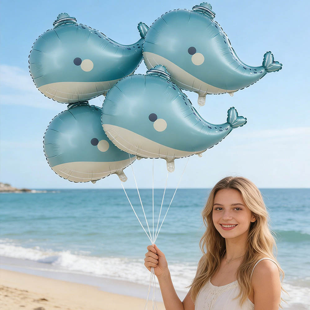 5pcs Cartoon Whale Foil Balloo - Marine Aquarium Decorations 评论和价格