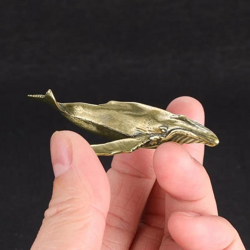 New Solid Brass Whale Figurine - Marine Aquarium Decorations 评论和价格