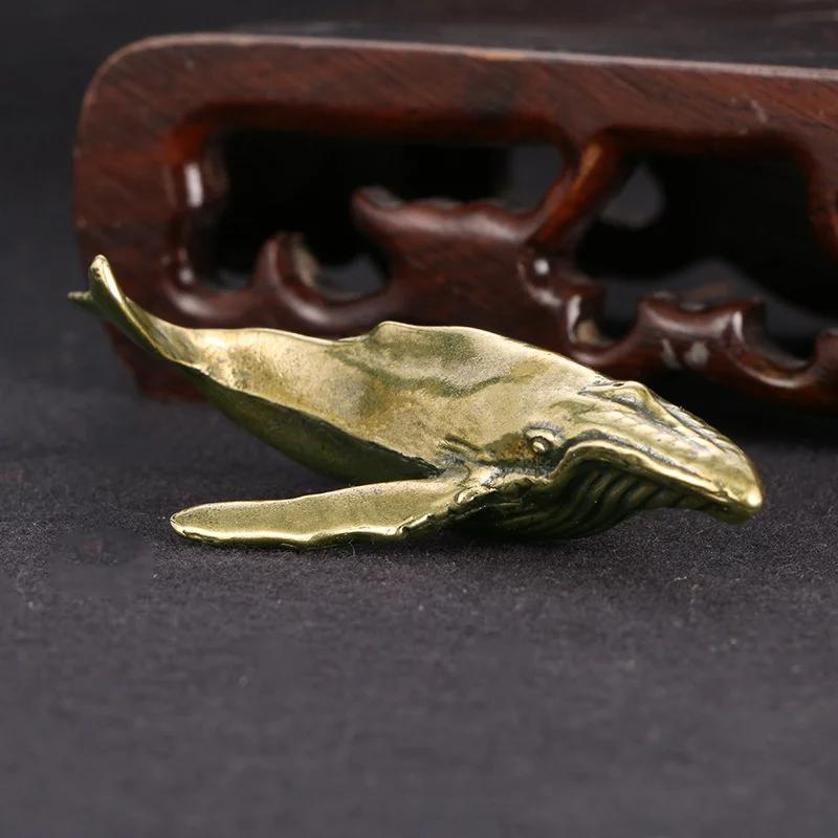 New Solid Brass Whale Figurine - Marine Aquarium Decorations 评论和价格