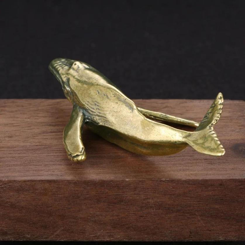 New Solid Brass Whale Figurine - Marine Aquarium Decorations 评论和价格