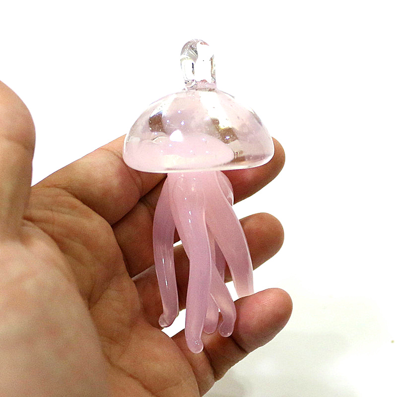 Pink Jellyfish Glass Pendant C - Marine Aquarium Decorations 评论和价格
