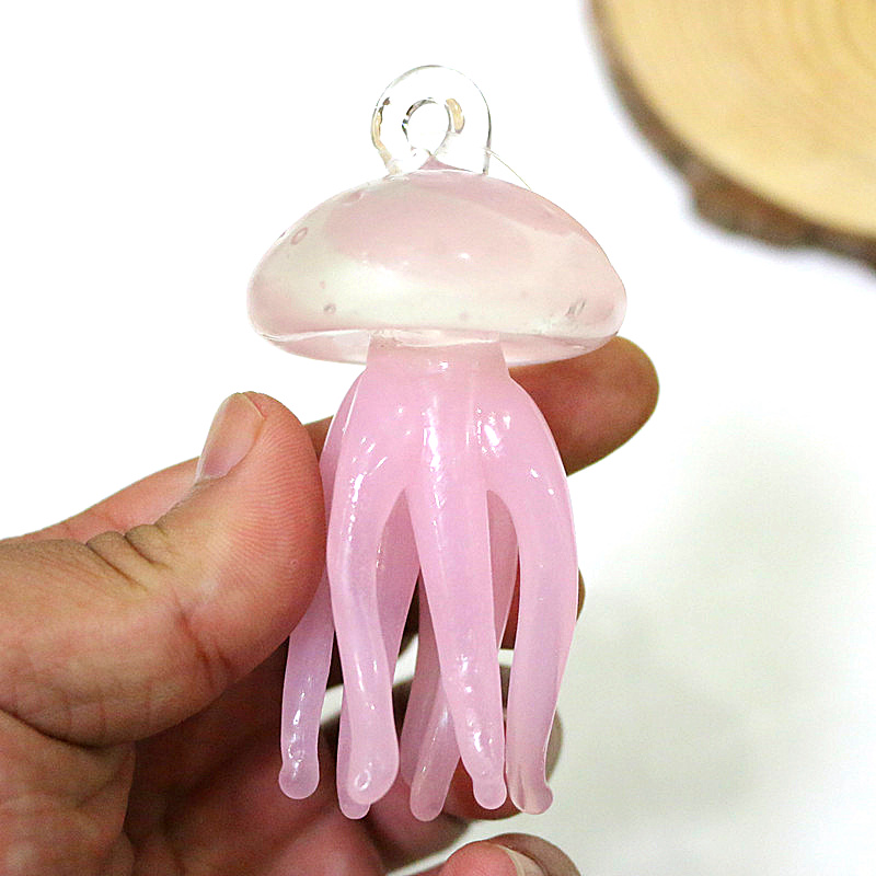 Pink Jellyfish Glass Pendant C - Marine Aquarium Decorations 评论和价格